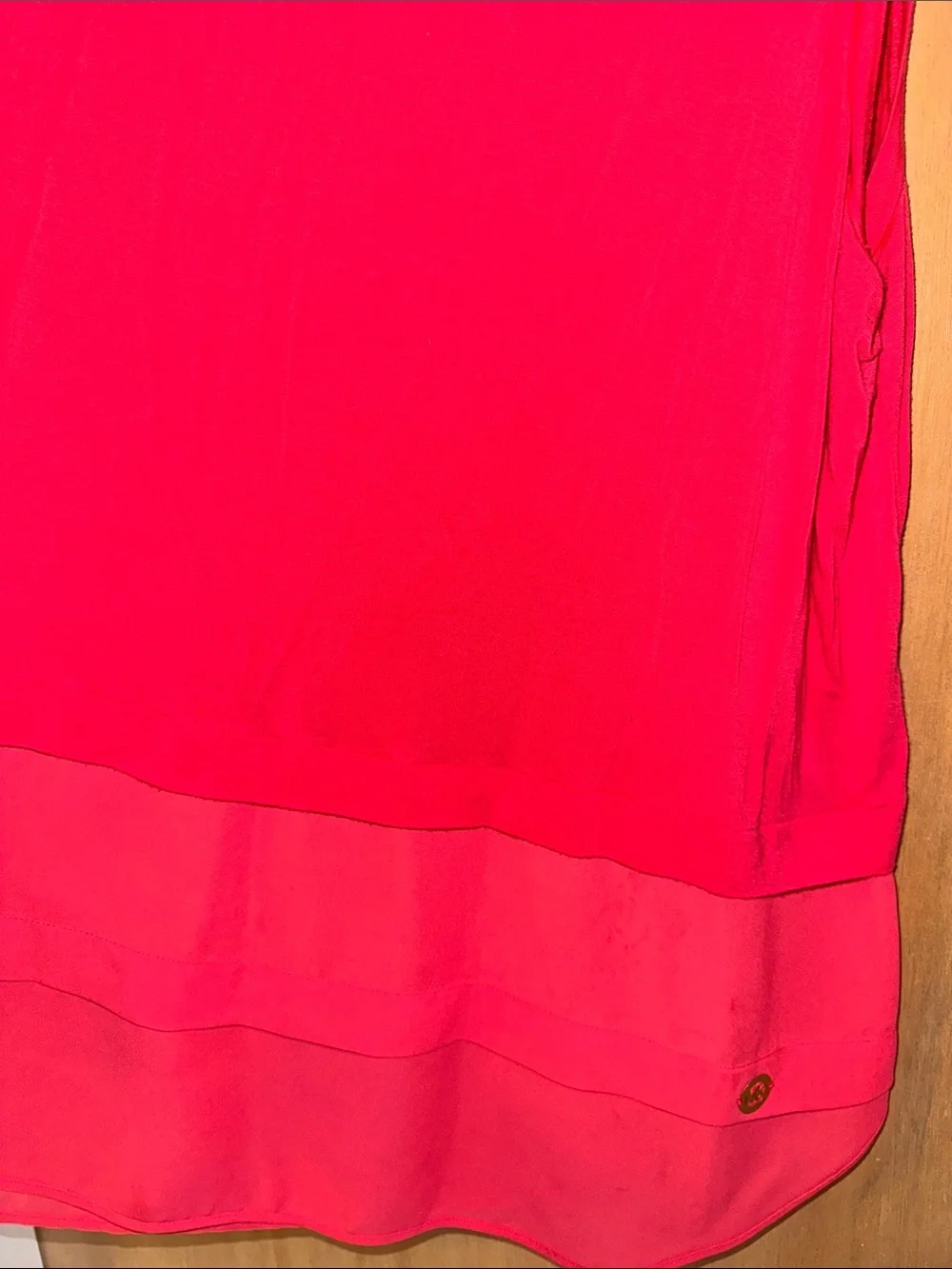 Michael Kors Bright Pink/Coral Crewneck Sleeveless Tunic Sheer Hem X-Large
